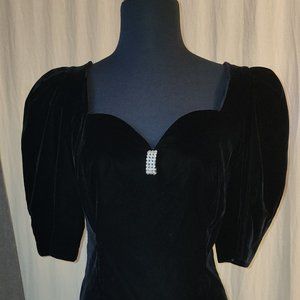Vintage Black Velvet Dress